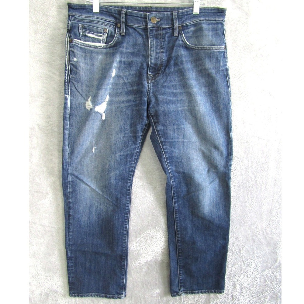 MAVI JEANS Mens Slim Fit Blue Wash Distressed‎ Denim Jeans Size 36 x 30